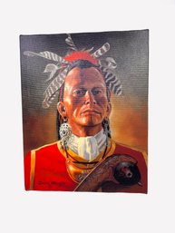 (A-118) DAVID WRIGHT (1942-) 'DELAWARE' INDIAN HAND SIGNED GICLEE 46/125  On CANVAS-AMERICAN WEST ART- 8' X 10