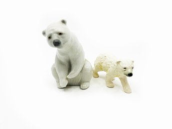 (A-51) VINTAGE LLADRO POLAR BEAR & BABY GOEBEL BEAR - 5' & 3'