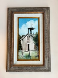 ORIGINAL JUANITO ROYBAL OIL PAINTING - SANTA CLARA 'La Sagrada Familia, PAJARITO CHURCH' -PLEIN AIR LANDSCAPE