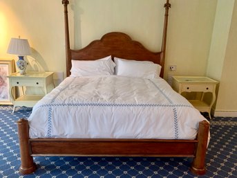 BEAUTIFUL KING SIZE, TWO POST BED WITH 'DUX, SWEDEN' MATTRESS & TOPPER