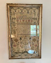 (LR) AUTHENTIC ANTIQUE VERSE & MOTIF SEWN SAMPLER BY ELIZA PIPER, 1837 - REMARKABLE WORK - 23' BY 15'