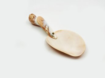 (A-73) VINTAGE SERVING SPOON MADE FROM TWO SEA SHELLS - 7'