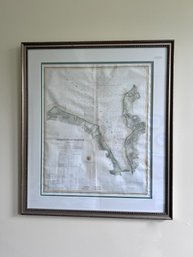 (UU) FRAMED VINTAGE MAP OF HEMPSTEAD HARBOR, LONG ISLAND NY - 21' BY 24'