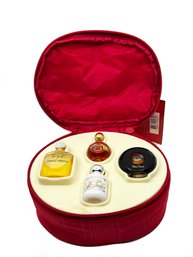 (A-84) SET OF FOUR MINI PERFUMES IN ZIPPERED CASE -'LA COLLECTION' PICASSO, ARPEGE, ARMANI, ANAIS ANAIS