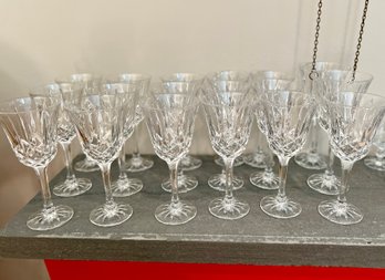 (C-Hall) COLLECTION OF VINTAGE CUT GLASS WINE GLASSES - 16 SMALL & 2 LARGE