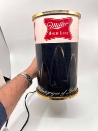 (A-1) VINTAGE WORKING LIGHT -UP MILLER HIGH LIFE 'THE CHAMPAGNE OF BEER' WALL / BAR SIGN - 16' BY 8'