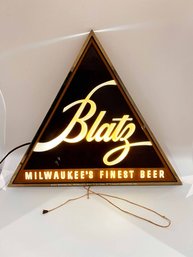 (A-6) VINTAGE WORKING LIGHT -UP 'BLATZ MILWAUKEE'S FINESTF BEER' WALL / BAR SIGN - 17' BY 19'