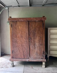 (LOWGAR) VINTAGE RUSTIC DISTRESSED WOOD TWO DOOR CABINET- 40' BY 32' BY 55'