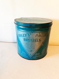 (203) VINTAGE 'BILLYS' TIN PRETZEL TIN-APPROX. 9' H X 9' R