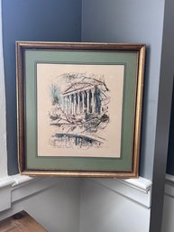 (C-96) VINTAGE FRAMED JOHN HAYMSON (1903-1980) LITHO 'WASHINGTON DC, US SUPREME COURT' - 20' BY 19'