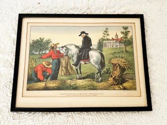 (U201) VINTAGE FRAMED PRINT-'WASHINGTON AT MOUNT VERNON 1797' -APPROX. 16' X 12'