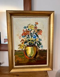 (BD-2) ORIGINAL MID CENTURY FLORAL STILL LIFE OIL PAINTING, SIGNED - 23' BY 17'