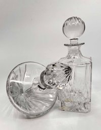 (A-39) WATERFORD MARQUIS LIDDED DECANTER & DREIDEL SHAPED DECANTER WITH STOPPER THAT IS TOO LARGE - See Pics