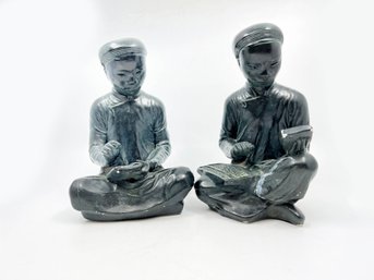 (A-2) VINTAGE PAIR OF 'AUSTIN PROD.INC' HEAVY RESIN ASIAN STATUES-1961-APPROX. 9' X 6'