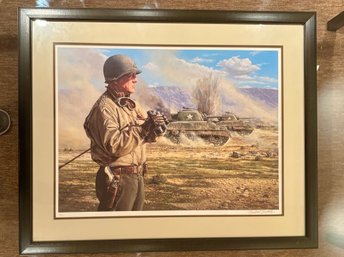 (B-1) LIMITED EDITION MICHAEL GNATEK 'GENERAL PATTON' HAND SIGNED PRINT, 30/750-  FRAMED, 32' BY 26'
