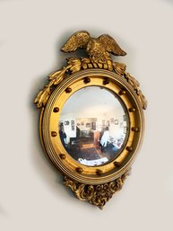 (U213) VINTAGE FEDERAL EAGLE SHIELD MIRROR -HEAVY CARVED FRAME & GOLD DECORATION -WOOD & COMPOSITE  -36' X 24'