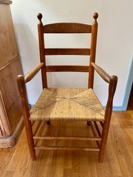 (BD-3) 19TH CEN. STEP BACK RUSHED SEAT ARMCHAIR - 38' BY 21' BY 17'