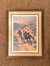 (B-3) FREDERICK REMMINGTON 'AN INDIAN TRAPPER' NATIVE AMERICAN PRINT - FRAMED, 18' BY 23'