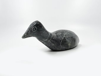 (A-10) VINTAGE INUIT ESKIMO ART-CANADA STONE VARVED BIRD/DUCK FIGURINE-NUMBERED-APPROX.7' LONG