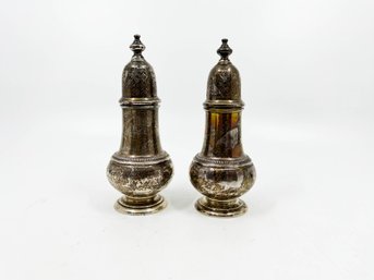 (A-17) VINTAGE STERLING SILVER SALT AND PEPPER SHAKERS-APPROX. 5 1/2' TALL