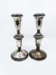 (J-2) PAIR OF REED AND BARTON WEIGHTED STERLING SILVER CANDLESTICK HOLDERS-1LB 7 OZ