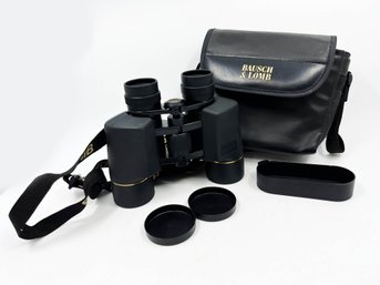 (A-37) VINTAGE BAUSCH & LOMB LEGACY BINOCULARS-8 X 40-WITH CASE NECK STRAP & LENS COVERS