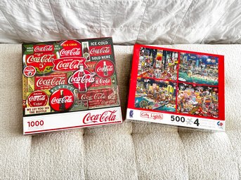 (PUZZLE-4) PAIR OF 2 UNOPENED PUZZLES-COCA COLA & CITY LIGHTS-CAN BE SHIPPED