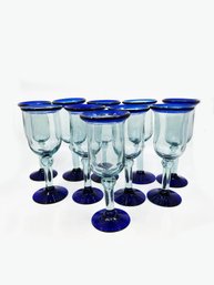 (A-46) LOT OF 10 BLUE TONED GLASSES- APPROX. 8 1/4' TALL