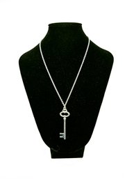 (J-3) CLASSIC VINTAGE TIFFANY & CO. LARGE 2' STERLING SILVER KEY PENDANT ON 18' CHAIN -W/POUCH-CAN BE SHIPPED