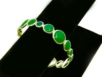 (J-4) AUTHENTIC IPPOLITA STERLING SILVER AND GREEN ROCK CANDY BANGLE BRACELET - CAN BE SHIPPED