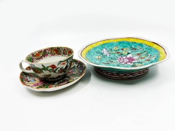 (A-50) LOT OF 2 HAND PAINTED PORCELAIN/CERAMIC ITEMS-