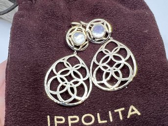 (J-6) HANGING PIERCED IPPOLITA STERLING SILVER AND FACETED MOONSTONE EARRINGS WITH POUCH - CAN BE SHIPPED