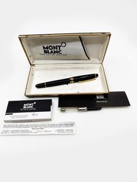 (A-1) VINTAGE 'MONT BLANC' FOUNTAIN PEN W/ ACCESSORIES AS SHOWN-14 KT GOLD TIP #4810-W/ORIG.CASE-AS IS