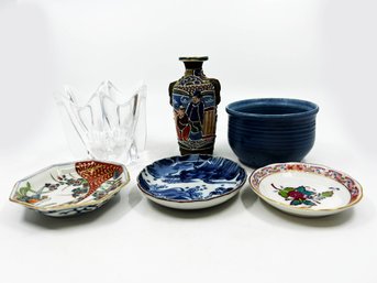 (A-58) VINTAGE COLLECTION OF SIX PIECES - HEREND HUNGARY, OREFORS, DRAGONWARE, ART POTTERY