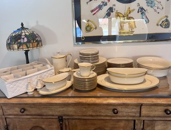 LENOX COMPLETE BONE CHINA SET - 'ETERNAL' IVORY & GOLD - SERVICE FOR TWELVE PLUS EXTRAS - EXCELLENT CONDITION