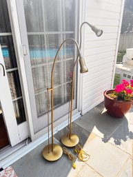 (A-137) VINTAGE PAIR OF HOLTKOTTER ADJUSTABLE BRASS FLOOR LAMPS-WORKS-LOCAL PICK UP ONLY