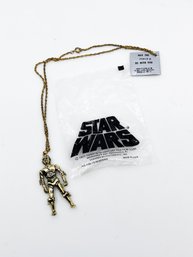 (A-10) NEW OLD STOCK 1977 STAR WARS C3PO RETICULATED NECKLACE IN ORIGINAL BAG