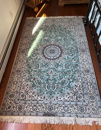 (BR2) BEAUTIFUL IRAN SILK PERSIAN NAIN AREA RUG -SIGNED, HAND MADE-PURCHASED IN IRAN -90' BY 50'-PERFECT SHAPE