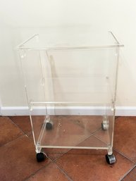 (K-7) VINTAGE LUCITE STAND / CART WITH WHEELS-APPROX. 19' X 20' 16'