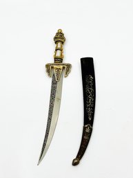 (J-31) VINTAGE DECORATIVE METAL LETTER OPENER WITH SHEATH-APPROX. 10'