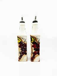 (A8) LOT OF 2- 12' TALL D'LUSSO DECORATIVE PAINTED OLIVE OIL BOTTLES