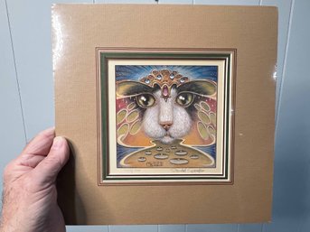 (B-63) RANDAL SPANGLER  1987 FRAMED LIMITED EDITION PRINT, QUEEN CAT - 433/500 - 10' BY 10'