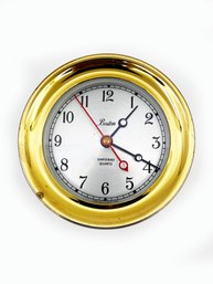 (A-33) VINTAGE BRASS CHELSEA CLOCK CO.-BOSTON 'SHIPSTRIKE' QUARTZ CLOCK-WORKS- & STRIKES EVERY HOUR & 1/2 HOUR