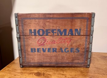 (BASE) VINTAGE 'HOFFMAN QUALITY BEVERAGES' WOOD CRATE - 12' BY 13' BY 16'