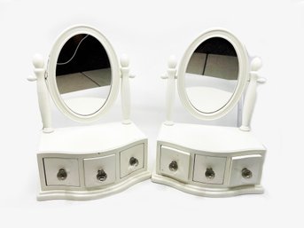 (A39) LOT OF 2 DOLL DRESSING MIRRORS W/ATTACHED DRAWERS-EACH APPROX. 13' X 9' X 6'