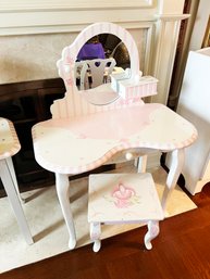 (A53) AMERICAN DOLL DRESSING TABLE WITH MATCHING CHAIR-APPROX. 42' X 30' X 20'