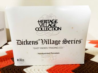 (Z-8) VINTAGE DEPT. 56 'HERITAGE VILLAGE COLLECTION' DICKENS VILLAGE SERIES SET-EAST INDIES TRADING CO.