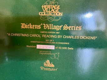 (ZZ-95) DEPT. 56 DICKENS' VILLAGE 'A CHRISTMAS CAROL, READING BY CHARLES DICKENS' LIMITED EDITION -WITH BOX
