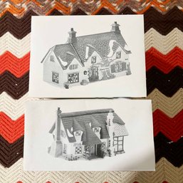 (Z-57) VINTAGE LOT OF 2 DEPT. 56 HAND PAINTED PORCELAIN-'BROWNLOW HOUSE' 'MAYLIE COTTAGE'S' ORIG. BOX