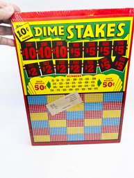 (A-82) VINTAGE 10 CENT DIME STAKES PUNCH BOARD GAMBLING GAME- 1500 PUNCHES -NEVER OPENED - USA